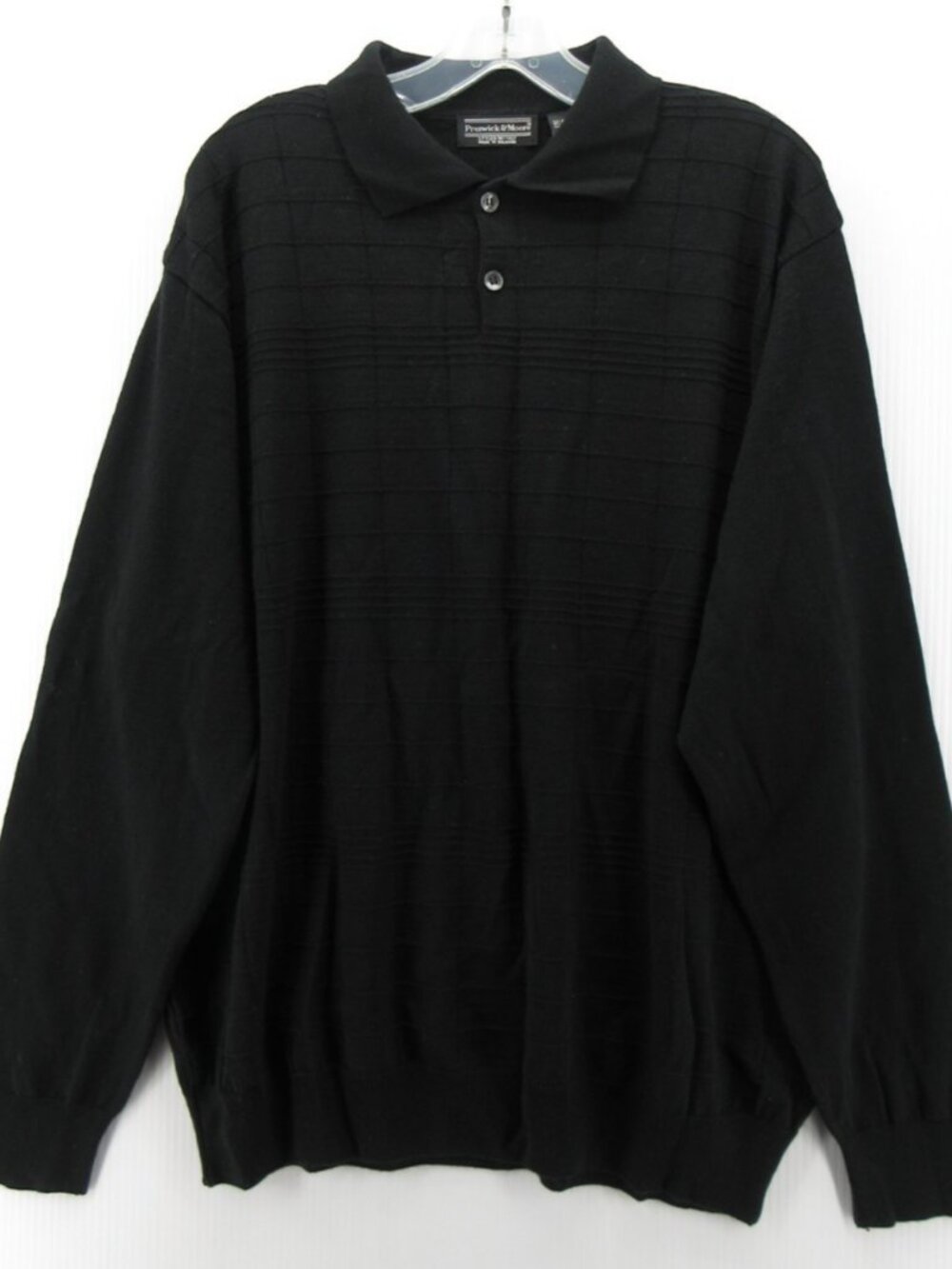 Preswick & Moore Sweater XL Wool Blend Polo Textured Knit Collared